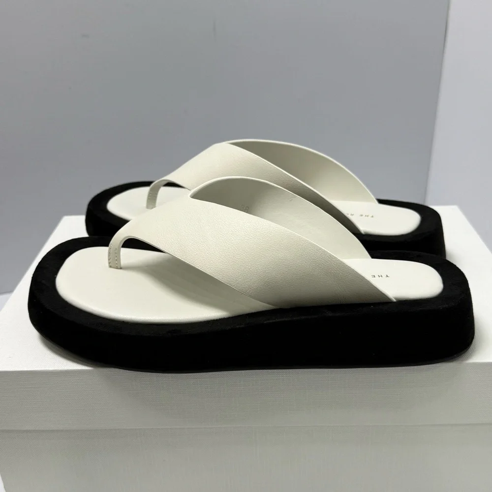 The Row Black and White Sandals